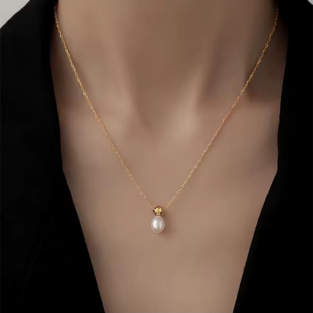 18 KT Gold Over Titanium Pearl Necklace